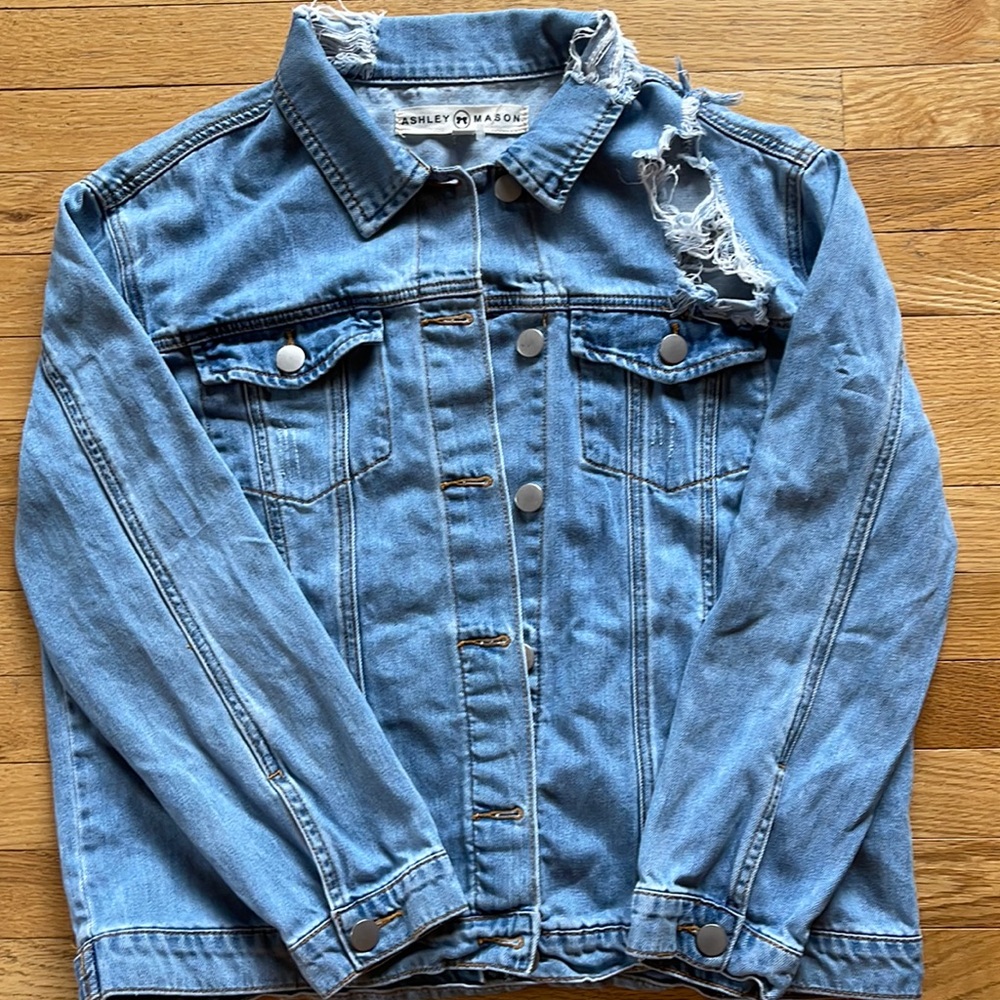 Ashley Mason Distressed Star Denim Jacket